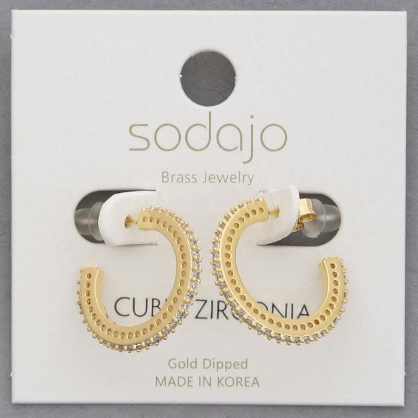 SODAJO CZ EDGE OPEN HOOP GOLD DIPPED EARRING