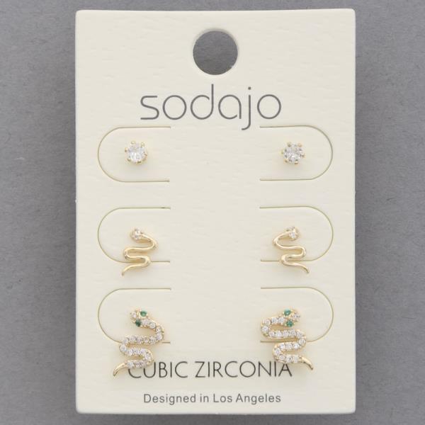 SODAJO CZ DANITY SNAKE STUD EARRING SET