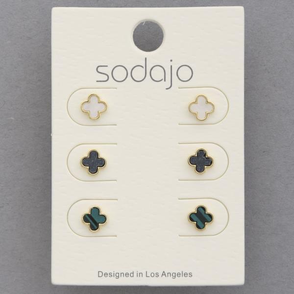 SODAJO CLOVER STUD EARRING SET