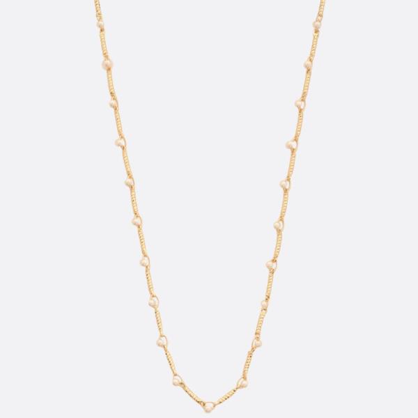 SODAJO PEARL BEAD STATION GOLD DIPPED NECKLACE