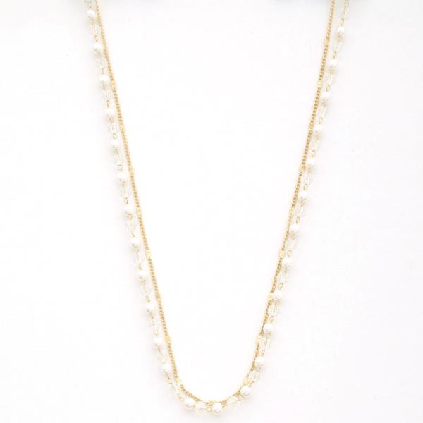 SODAJO PEARL BEAD LAYERED GOLD DIPPED NECKLACE