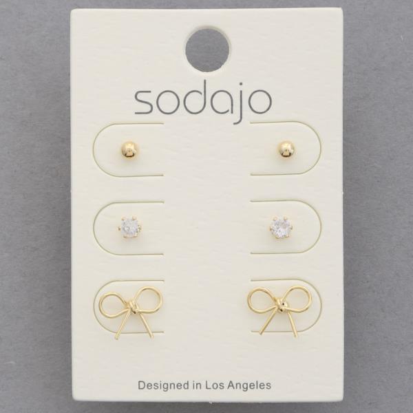 SODAJO BOW DAINTY ASSORTED EARRING SET