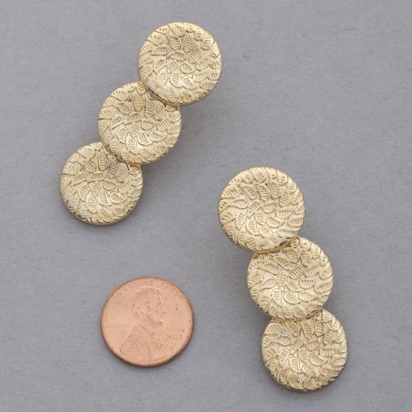 SODAJO TRIPLE METAL DISC GOLD DIPPED EARRING