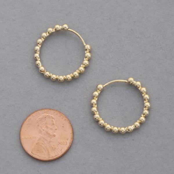 SODAJO BALL BEAD METAL GOLD DIPPED HOOP EARRING