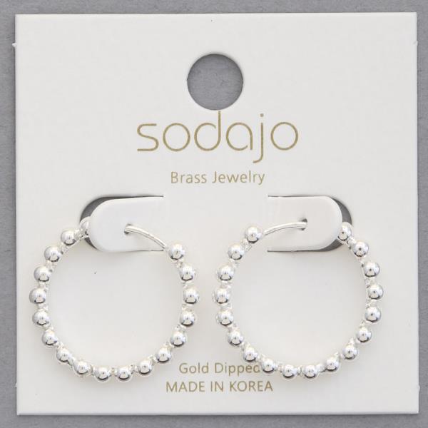 SODAJO BALL BEAD METAL GOLD DIPPED HOOP EARRING