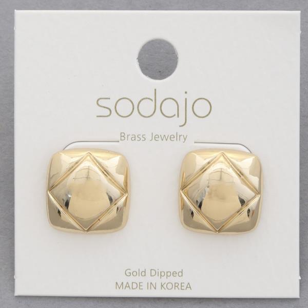 SODAJO SQUARE METAL GOLD DIPPED EARRING