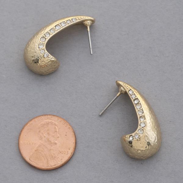 SODAJO LONG OVAL RHINESTONE GOLD DIPPED EARRING