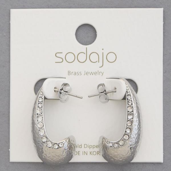 SODAJO LONG OVAL RHINESTONE GOLD DIPPED EARRING