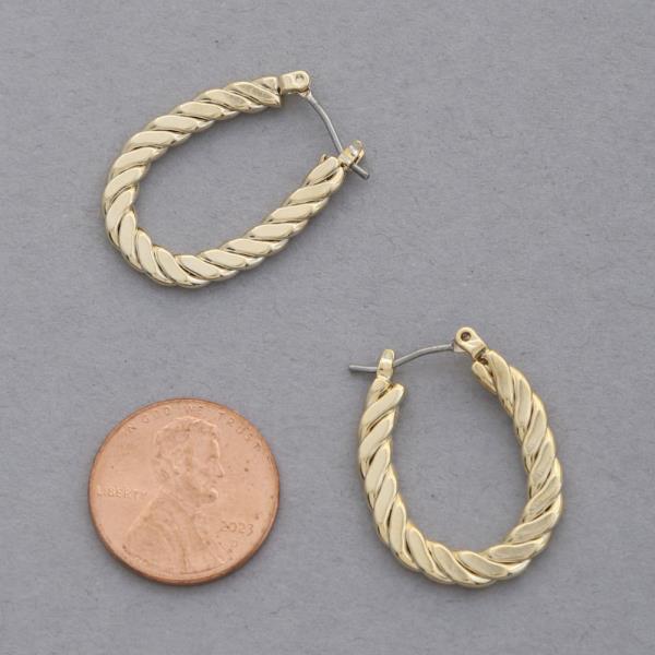 SODAJO TWISTED OVAL METAL GOLD DIPPED EARRING