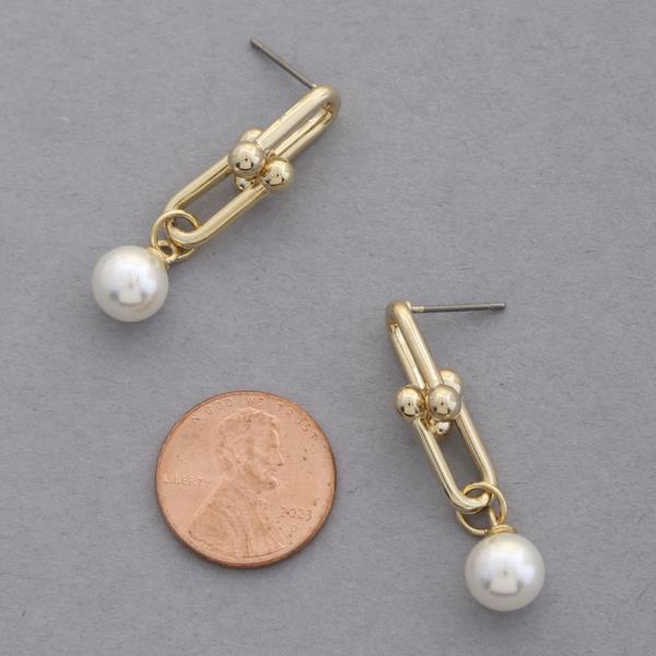 SODAJO U SHAPE PEARL BEAD GOLD DIPPED EARRING