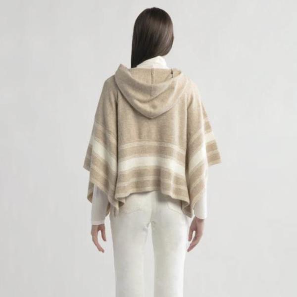 STRIPED HOOD CAPE PONCHO