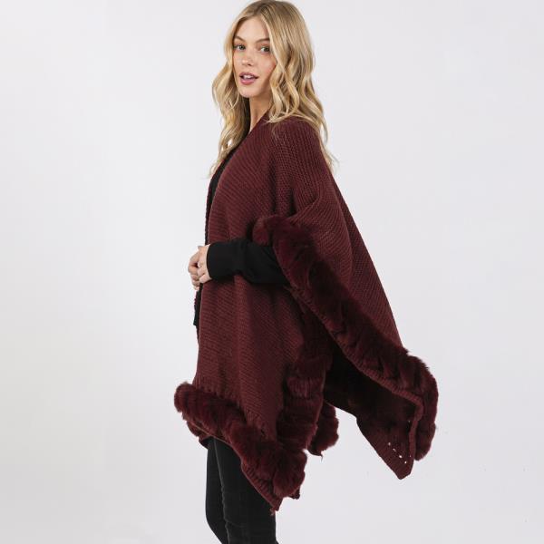 FAUX FUR TRIM CAPE WITH CLOSURE