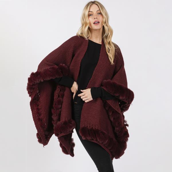 FAUX FUR TRIM CAPE WITH CLOSURE