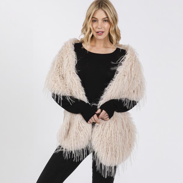 FAUX FUR PULL THROUGH SHAWL