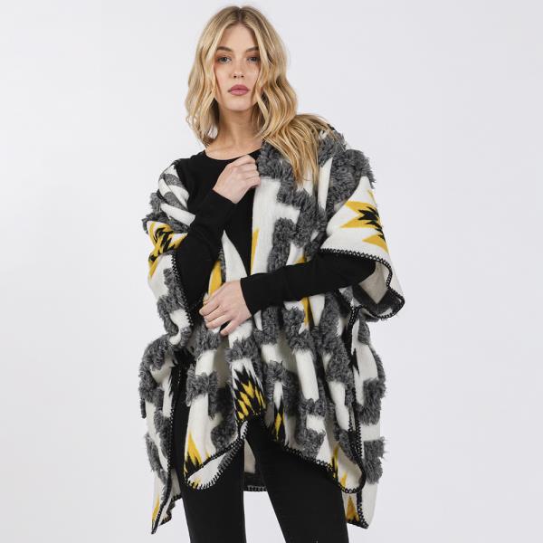 FUZZY AZTEC PATTERN KIMONO