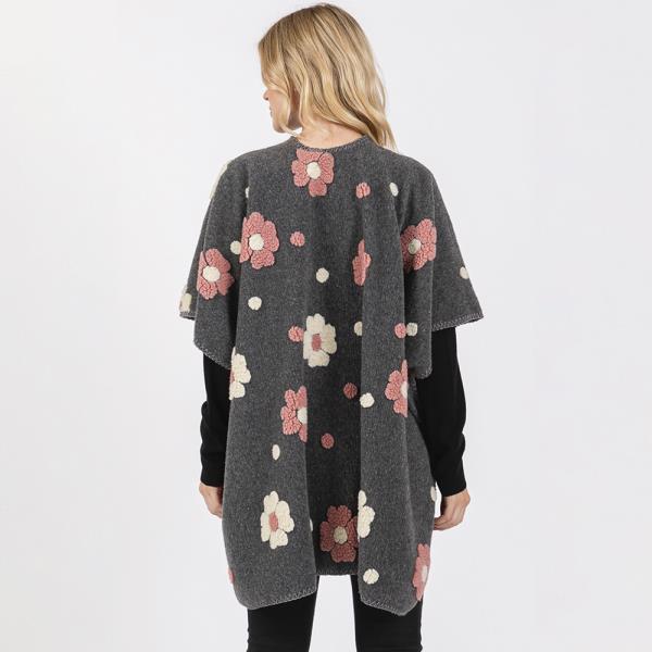 FLEECE FLOWER DETAILED KIMONO