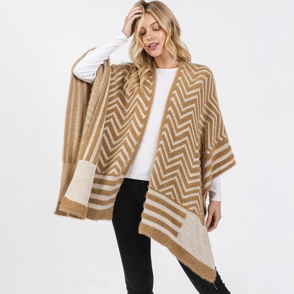 FUZZY CHEVRON PATTERN RUANA