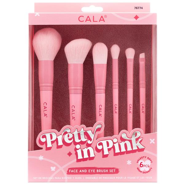 6 PCS CALA PRETTY IN PINK FACE AND EYE BRUSH SET