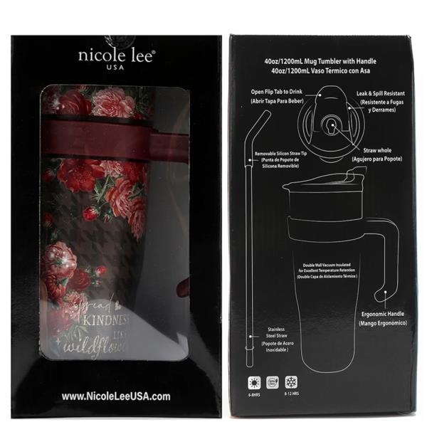 NICOLE LEE 40 OZ PRINT TUMBLER WITH HANDLE