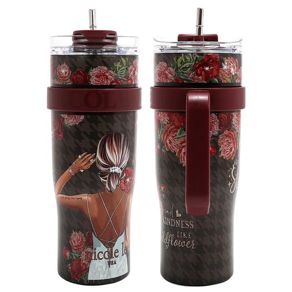 NICOLE LEE 40 OZ PRINT TUMBLER WITH HANDLE