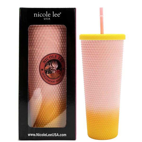 NICOLE LEE 24 OZ STUDDED TUMBLER WITH STRAW