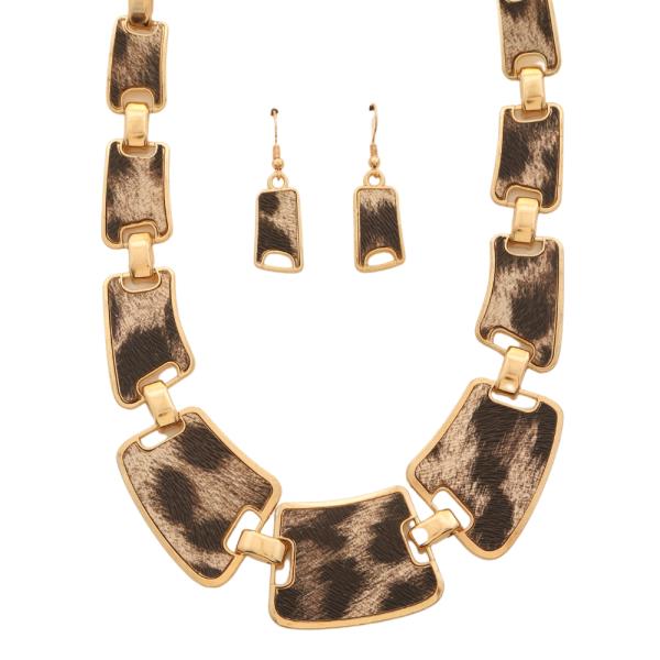 LEOPARD PATTERN STATEMENT NECKLACE EARRING SET