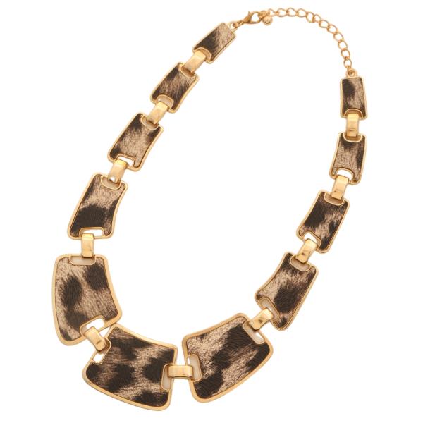 LEOPARD PATTERN STATEMENT NECKLACE EARRING SET