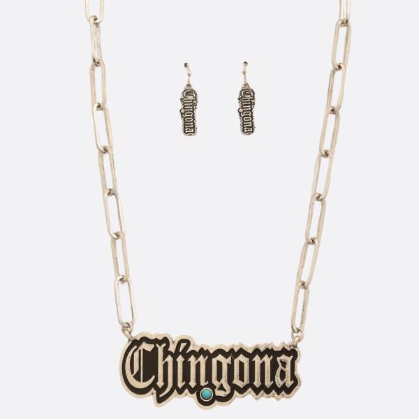 CHINGONA OVAL LINK METAL NECKLACE