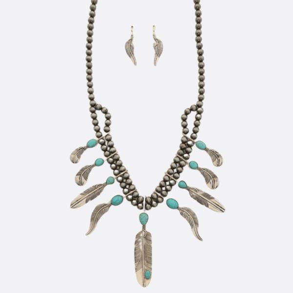 WESTERN STYLE LEAF BEADED NECKLACE