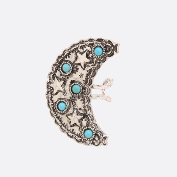 WESTERN RHINESTONE MOON WIDE RING