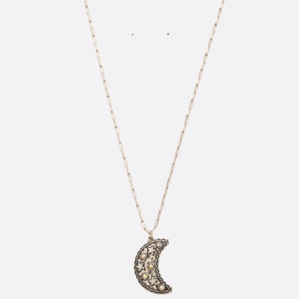 MOON PENDANT METAL NECKLACE