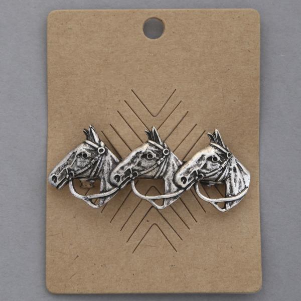 WESTERN STYLE TRIPLE HORSE METAL HAIR PIN