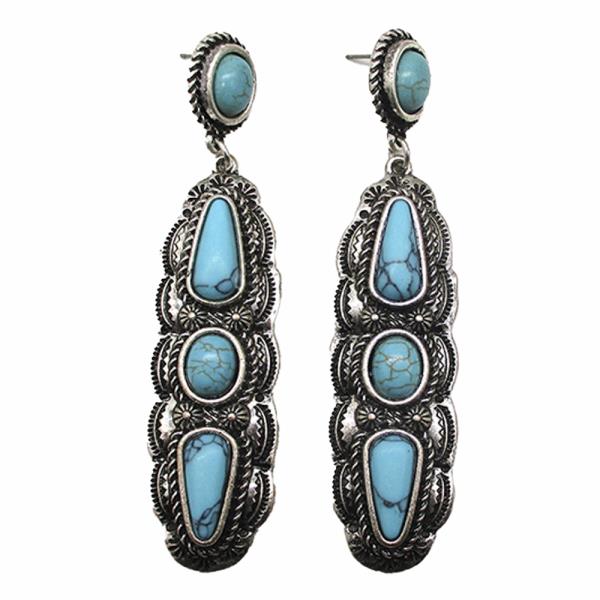 WESTERN STYLE TQ STONE DANGLE EARRING