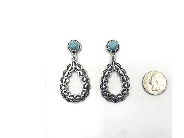 WESTERN STYLE TQ STONE TEARDROP DANGLE EARRING