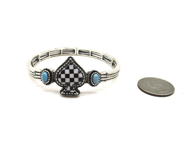 WESTERN STYLE SPADE TQ STONE STRETCH BRACELET