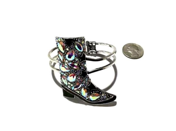 WESTERN STYLE BOOTS RHINESTONE HINGED BRACELET