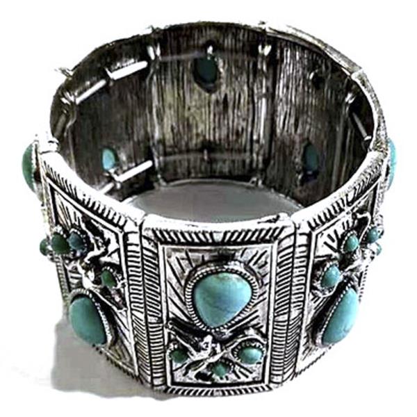 WESTERN STYLE TQ STONE STRETCH BRACELET