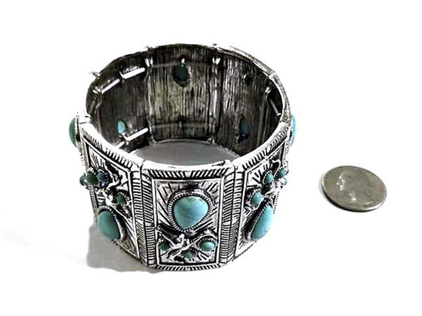 WESTERN STYLE TQ STONE STRETCH BRACELET