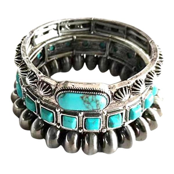 WESTERN STYLE TQ STONE STRETCH BRACELET