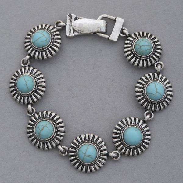 WESTERN STYLE ROUND TURQUOISE BEAD BRACELET