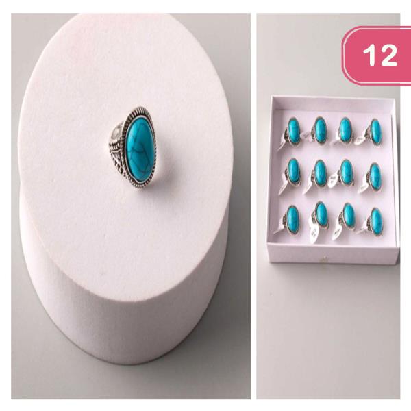 TURQUOISE OVAL ANTIQUE RING (12 UNITS)