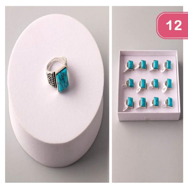 SQUARE TURQUOISE ANTIQUE RING (12 UNITS)