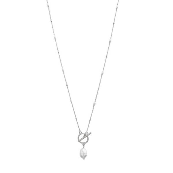 PEARL PENDANT TOGGLE CLASP NECKLACE