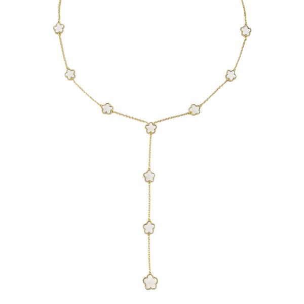 MOTHER OF PEARL CLOVER LARIAT NECKLACE