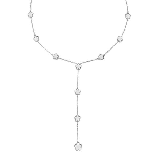 MOTHER OF PEARL CLOVER LARIAT NECKLACE