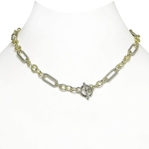 TWO TONE LINK TOGGLE CLASP NECKLACE