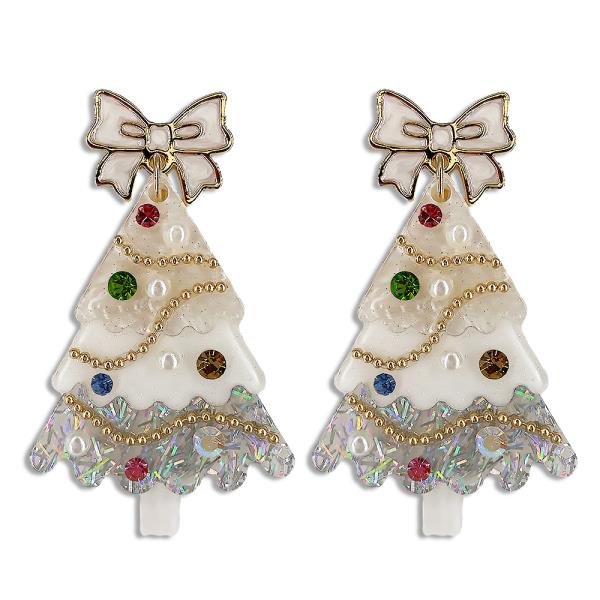 CHRISTMAS ACETATE TREE POST EARRING