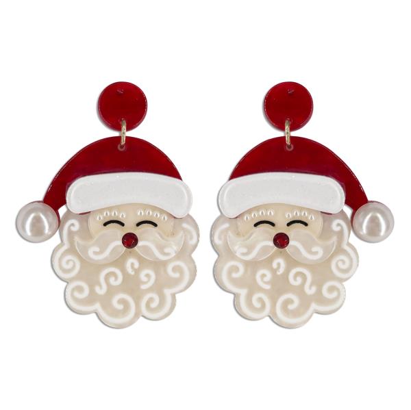 CHRISTMAS ACETATE SANTA POST EARRING