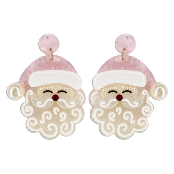 CHRISTMAS ACETATE SANTA POST EARRING