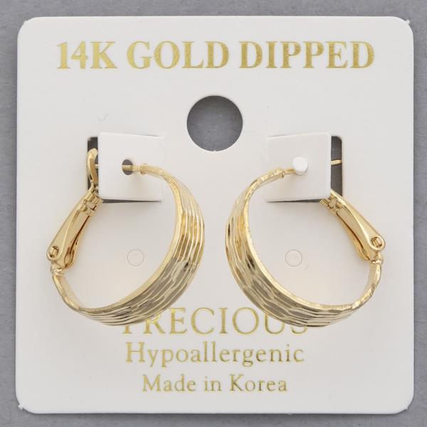 14K GOLD DIPPED LINED HOOP EARRING